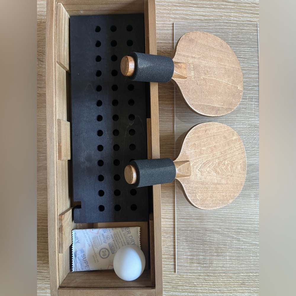 Wooden Table Tennis Paddle Set with Case - Natural Wood